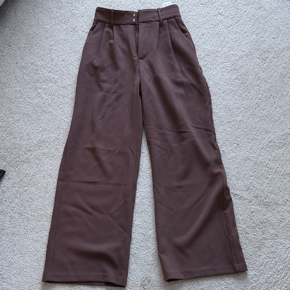 Abercrombie & Fitch Wide Leg Trousers in Chocolate Brown